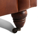 MarquessLife 100% Genunie Leather Handmade Couch Antique Single Sofa w/ Wheel