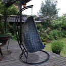 Island Gale® Dubai Collection Wicker Swing Chair with Stand PRO((2 Person)X-Large-PRO, Charcoal)