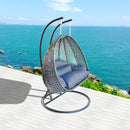 Island Gale® Dubai Collection Wicker Swing Chair with Stand PRO((2 Person)X-Large-PRO, Charcoal)