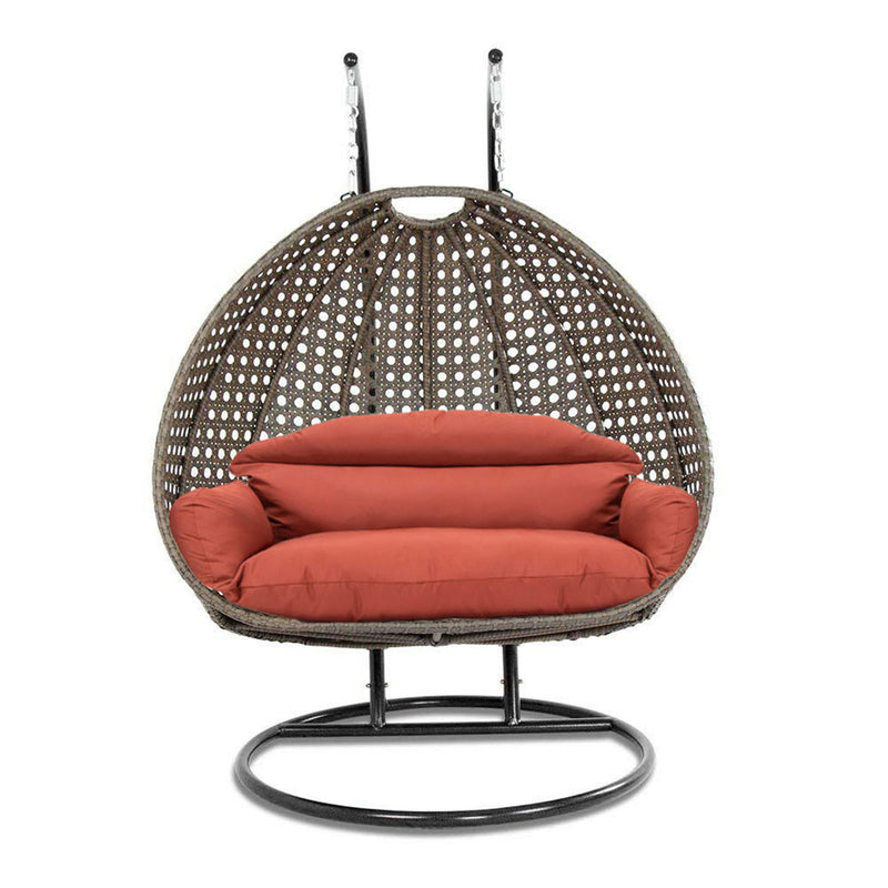 Island Gale® Solid One Piece Swing Basket Luxury 2 Person Outdoor Patio Hanging Wicker Swing Chair with More Color Options
