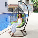 Island Gale® Luxury Hanging Hammock Porch Rattan Wicker Swing Chair with Free Cover Outdoor Egg Chair with Cushion