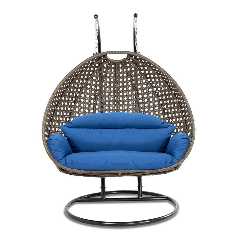 Island Gale® Solid One Piece Swing Basket Luxury 2 Person Outdoor Patio Hanging Wicker Swing Chair with More Color Options