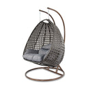 Island Gale® Solid One Piece Swing Basket Luxury 2 Person Outdoor Patio Hanging Wicker Swing Chair