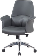 REMSOFT Mid-Back Adjustable Swivel PU Leather Ergonomic Swivel Office Computer Desk Executive Chair
