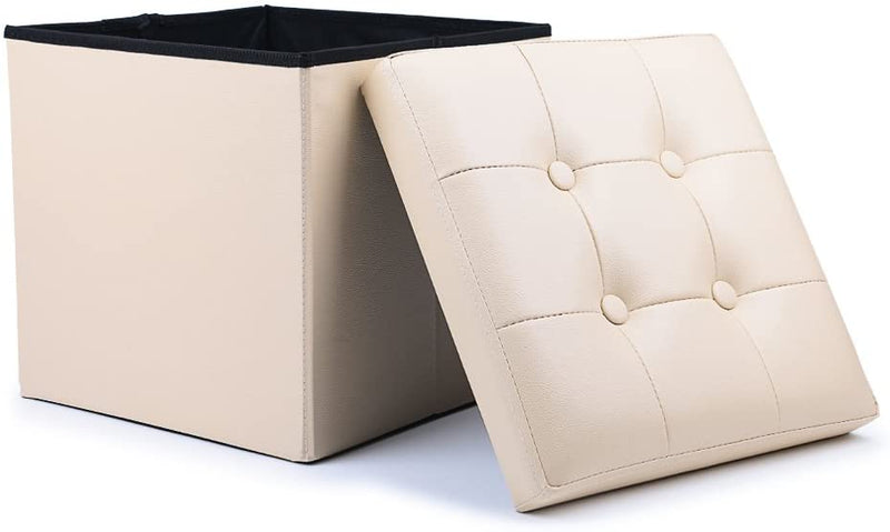 REMSOFT® Folding Toy Box Chest with Memory Foam Seat, Tufted Small Ottoman Bench Foot Rest Stool.