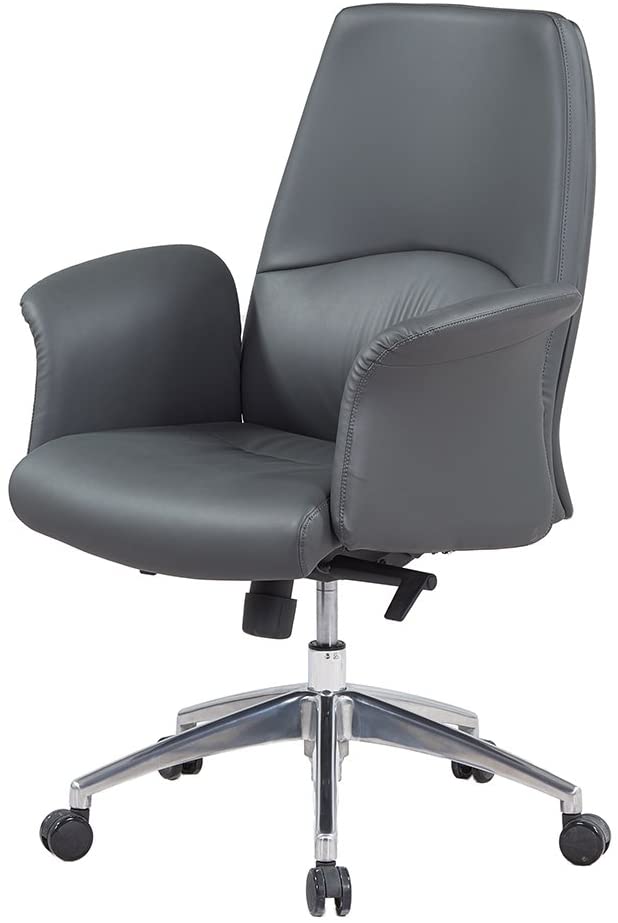 REMSOFT Mid-Back Adjustable Swivel PU Leather Ergonomic Swivel Office Computer Desk Executive Chair