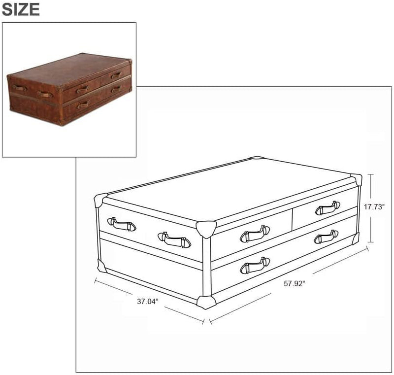 MARQUESSLIFE MAYFAIR STEAMER CHEST COFFEE TABLE - 6 DREWER Roll over image to zoom in        MAYFAIR STEAMER CHEST COFFEE TABLE - 6 DREWER