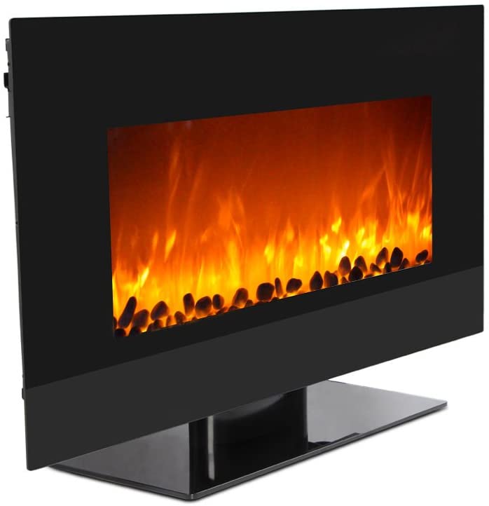 Wolfire® 35" Wall Mount Electric Fireplace Adjustable Heater Standing w/Tempered Glass