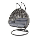 Island Gale® One and Only Solid One Piece Luxury 2 Person Outdoor, Patio, Hanging Wicker Swing Chair , Charcoal Chair and Charcoal Cushion + Protective Cover)