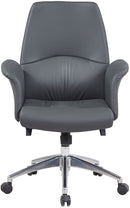 REMSOFT Mid-Back Adjustable Swivel PU Leather Ergonomic Swivel Office Computer Desk Executive Chair