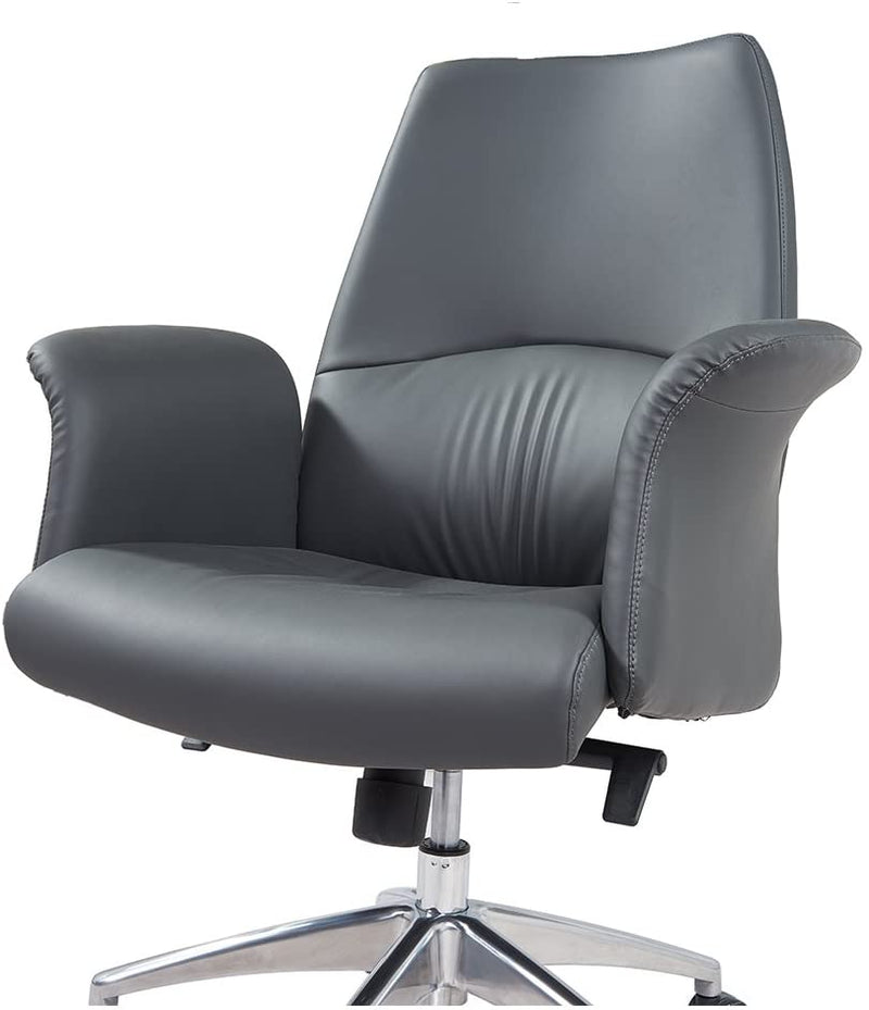 REMSOFT Mid-Back Adjustable Swivel PU Leather Ergonomic Swivel Office Computer Desk Executive Chair