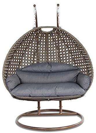 Island Gale Solid One Piece Swing Basket Luxury 2 Person Outdoor Patio Hanging Wicker Swing Chair  ((2 Person) X-Large and Plus Model)