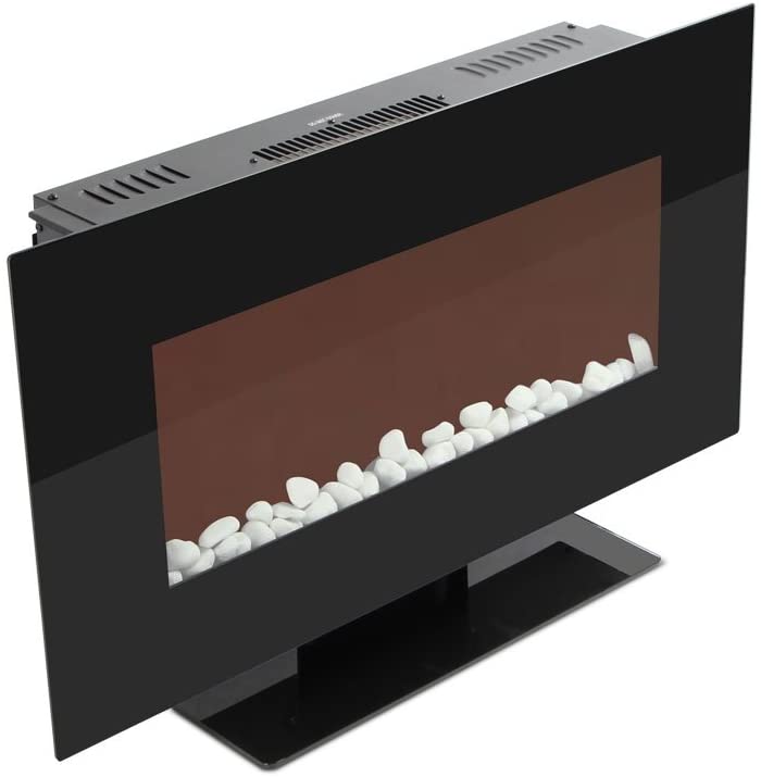Wolfire® 35" Wall Mount Electric Fireplace Adjustable Heater Standing w/Tempered Glass