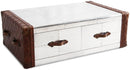 MARQUESSLIFE MAYFAIR STEAMER CHEST POLISHED ALUMINUM COFFEE TABLE - 4 DREWER