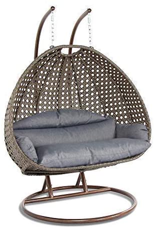Island Gale® Solid One Piece Swing Basket Luxury 2 Person Outdoor Patio Hanging Wicker Swing Chair