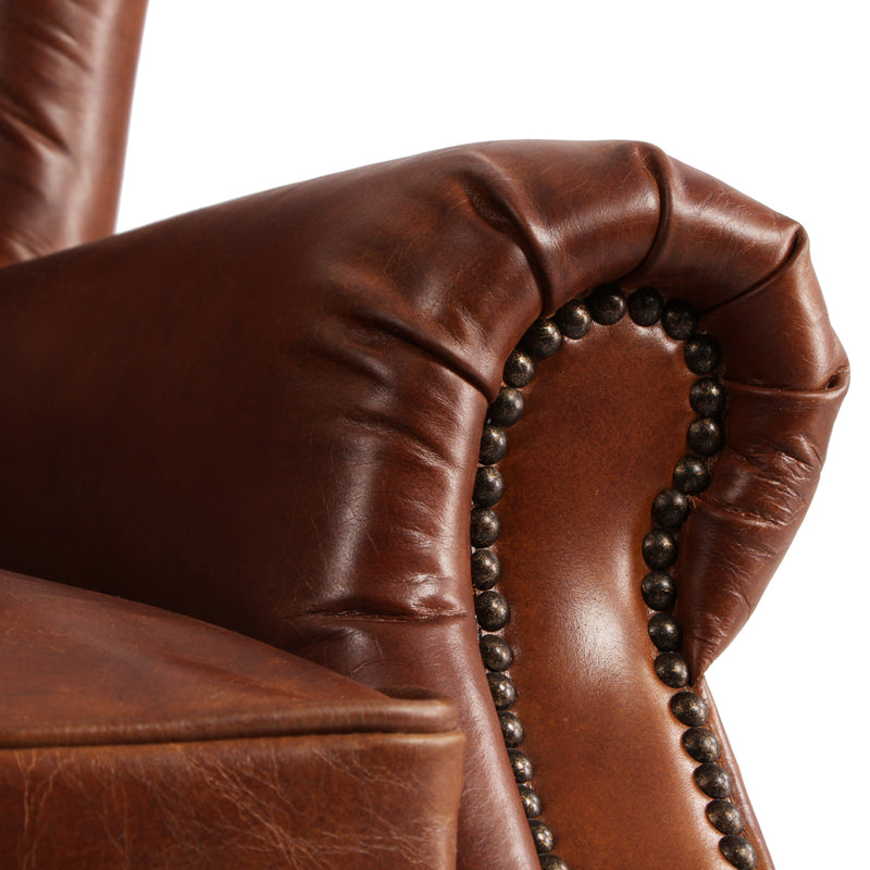 MARQUESSLIFE 100%GENUNIE LEATHER HANDMADE TUFTED HIGH WING BACK SOFA ARMCHAIR