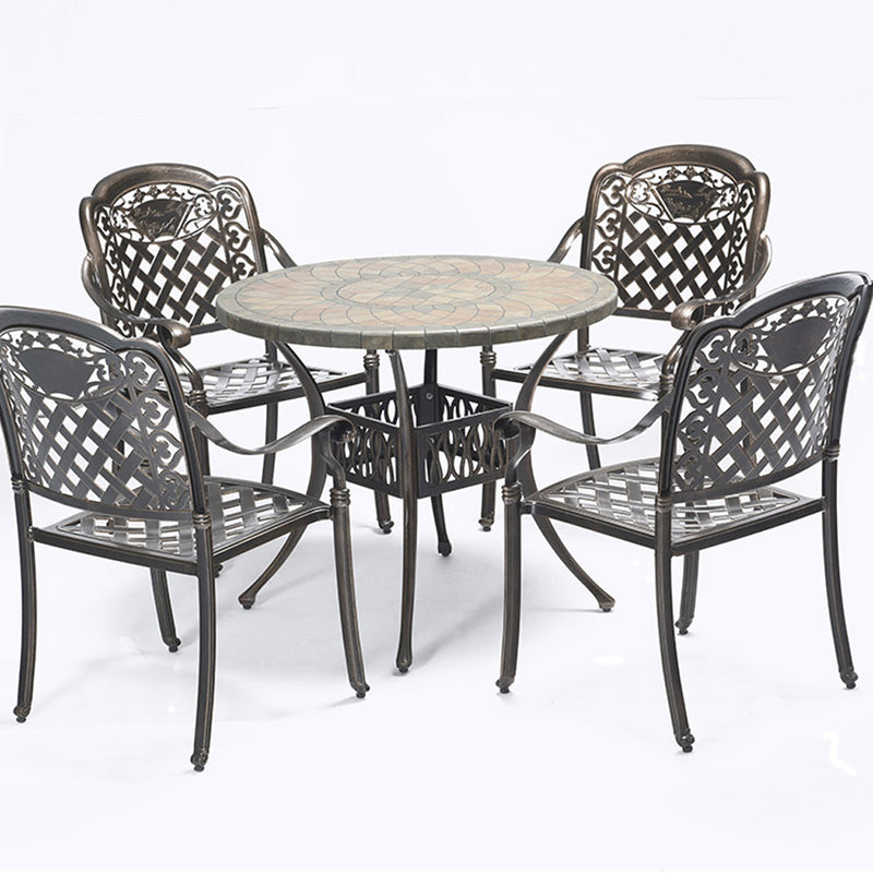Island Gale® 5 pcs Patio Outdoor Autique Cast Aluminum Dining Set Garden Furniture Bronze New