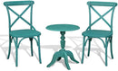 3PCS Patio Set Outdoor Indoor HEAVY DUTY Classical Plastic Nylon Cross Back Dining Chairs with Table (Choice of Colors)