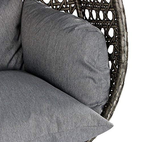 Island Gale® One and Only Solid One Piece Luxury 2 Person Outdoor, Patio, Hanging Wicker Swing Chair , Charcoal Chair and Charcoal Cushion + Protective Cover)