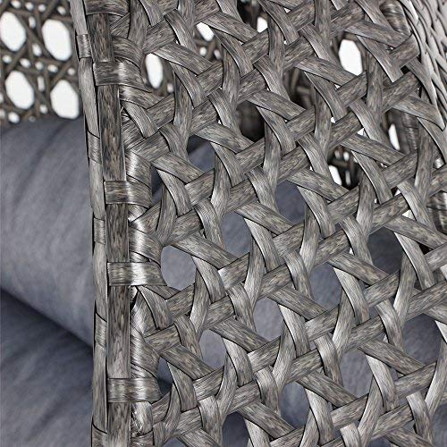 Island Gale® One and Only Solid One Piece Luxury 2 Person Outdoor, Patio, Hanging Wicker Swing Chair , Charcoal Chair and Charcoal Cushion + Protective Cover)