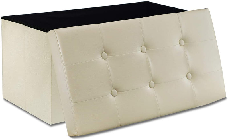 REMSOFT® Folding Toy Box Chest with Memory Foam Seat Tufted Trunk Bedroom Ottomans Bench Foot Rest Stool, 30 Inch