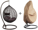 Island Gale® Luxury Hanging Hammock Porch Rattan Wicker Swing Chair with Free Cover Outdoor Egg Chair with Cushion