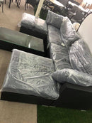 Island Gale Outdoor Sectional Wicker Sofa Couch Charcoal Grey Corner Sofa Table 5 PCS Patio Furniture with Fade Resistant Fabric Cushions.