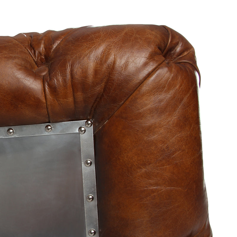 MARQUESSLIFE HANDMADE 100% GENUINE LEATHER LUXURY INDUSTRIAL SERIES TUFTED COUCH SET