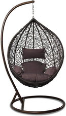 Island Gale® Luxury Hanging Hammock Porch Rattan Wicker Swing Chair with Free Cover Outdoor Egg Chair with Cushion