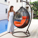 Island Gale® Luxury Hanging Hammock Porch Rattan Wicker Swing Chair with Free Cover Outdoor Egg Chair with Cushion