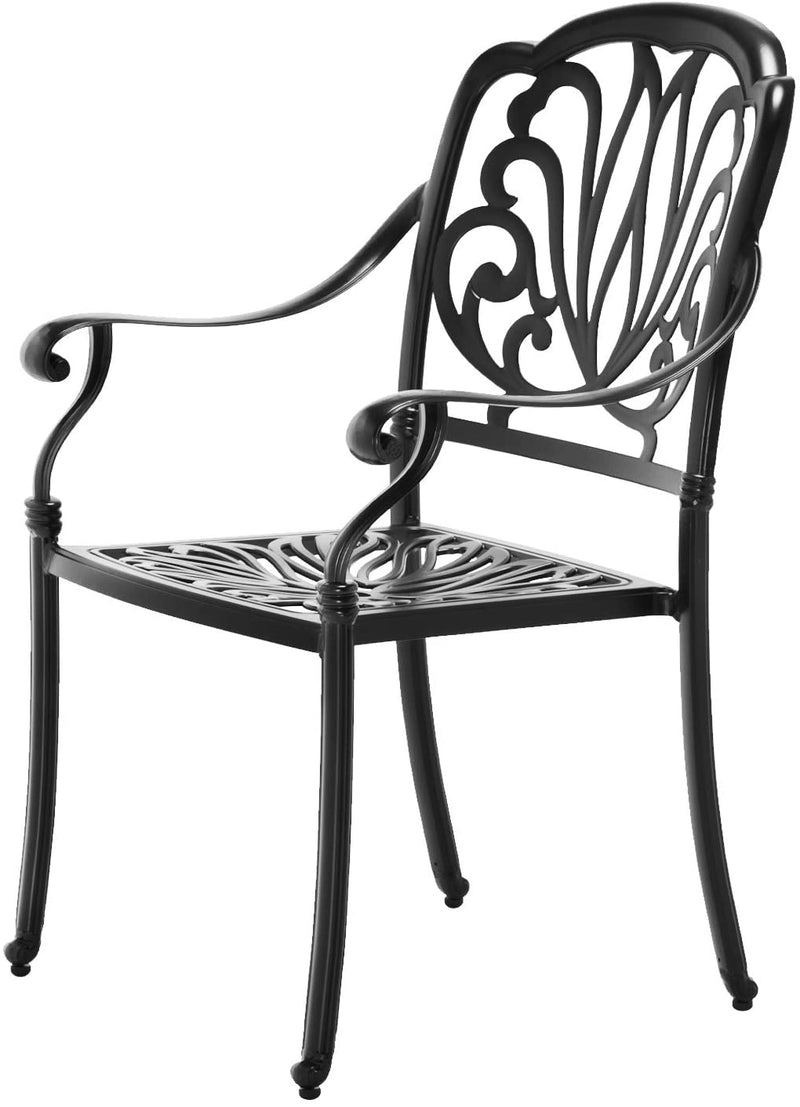Island Gale 5-Piece Outdoor Cast Aluminum Dining Set, 30.7-Inch Round Dining Table with Umbrella Hole,