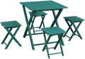 Island Gale 5 Piece Patio Bistro Set Folding Table and Chair Set, Outdoor Camping Furniture Set with Quick-fold Design (Mongolia Green) nylon