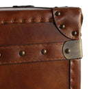 MarquessLife 100% Genuine Antique Aged Leather Handmade Lamp Table Side Table