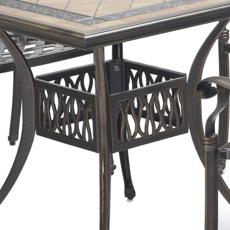 Island Gale®  5 PCS Outdoor Patio Garden Cast Aluminum Dining table with Stackable Chairs, Antique Bronze Finish