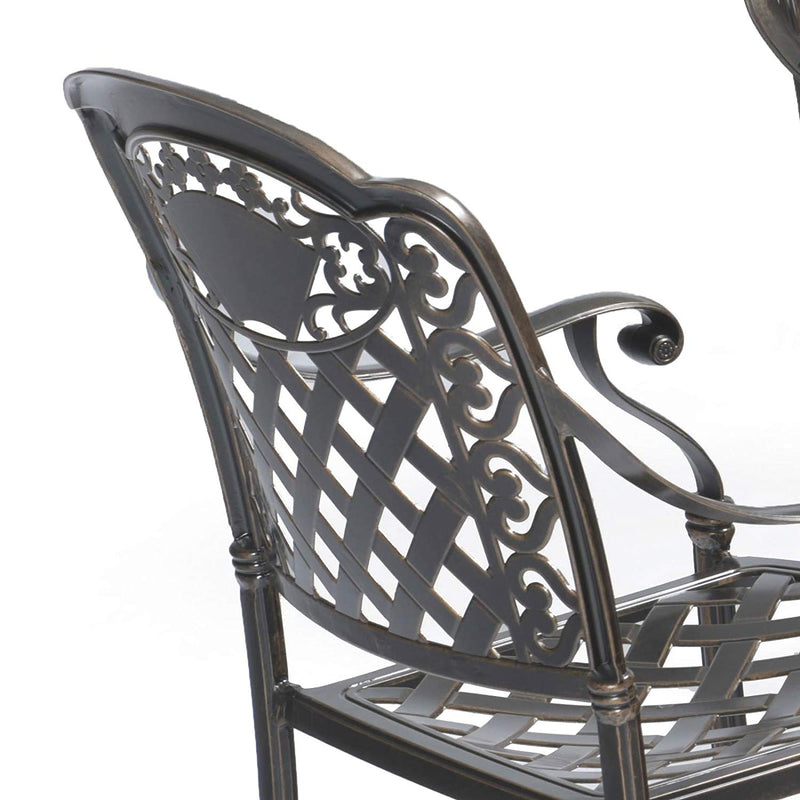 Island Gale®  5 PCS Outdoor Patio Garden Cast Aluminum Dining table with Stackable Chairs, Antique Bronze Finish