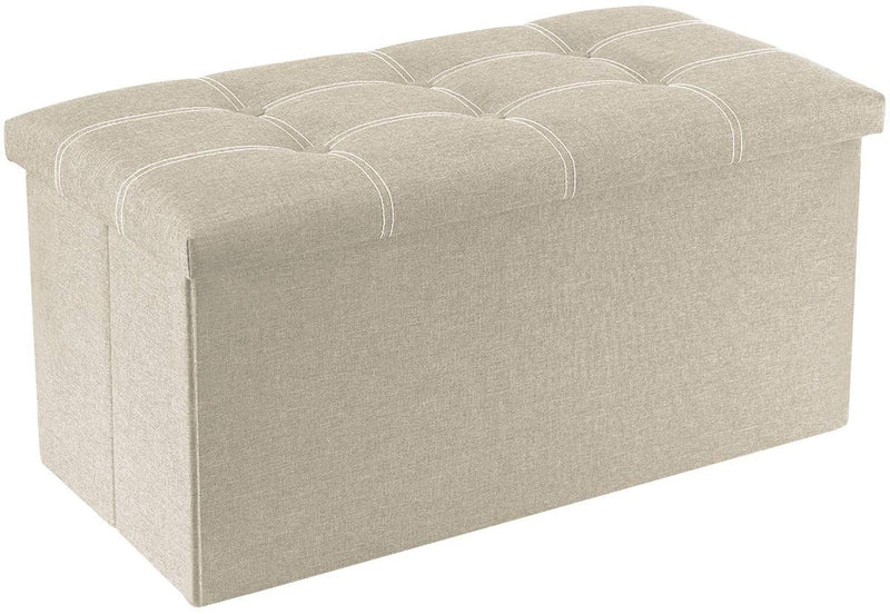 REMSOFT® Folding Toy Box Chest with Memory Foam Seat Tufted Trunk Bedroom Ottomans Bench Foot Rest Stool, 30 Inch