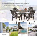 Island Gale 5-Piece Outdoor Cast Aluminum Dining Set, 30.7-Inch Round Dining Table with Umbrella Hole,