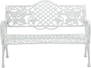 Island Gale® Outdoor Patio Cast Aluminum Bench - Garden Backyard Solid Construction with Huge Flower Pattern, (Bronze or White)