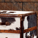 MARQUESSLIFE LUXURY FULL 100% COW LEATHER HANDMADE LAMP TABLE ANTIQUE SIDE TABLE