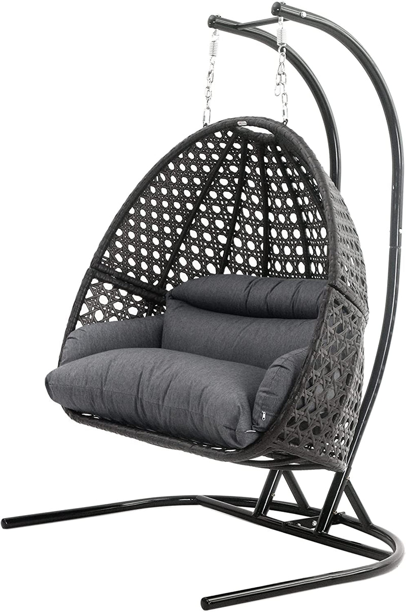 Island Gale Upgraded Luxury Double Seat Outdoor Patio Hanging Wicker S