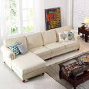 REMSOFT Modern 3-Piece Linen Fabric Sectional Sofa Chaise Lounge Set (Right Chaise)