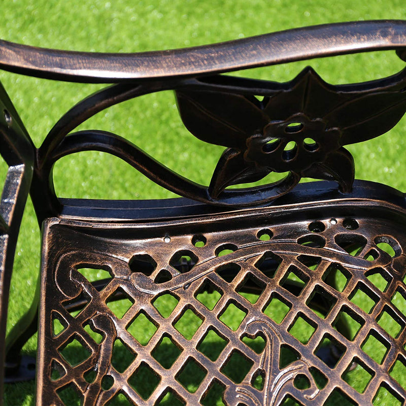 Island Gale® 7 PCS Outdoor Patio Cast Aluminum Dining Table Set, Antique Copper Color