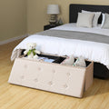 REMSOFT®  Folding Toy Box Chest with Memory Foam Seat Tufted Faux Leather or Fabric Trunk Bedroom Ottomans Bench End Table, 45 Inch, Button
