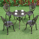 5PCS Antique Cast Aluminum Bistro Set Outdoor Patio Furniture Table & Chair Bronze or White