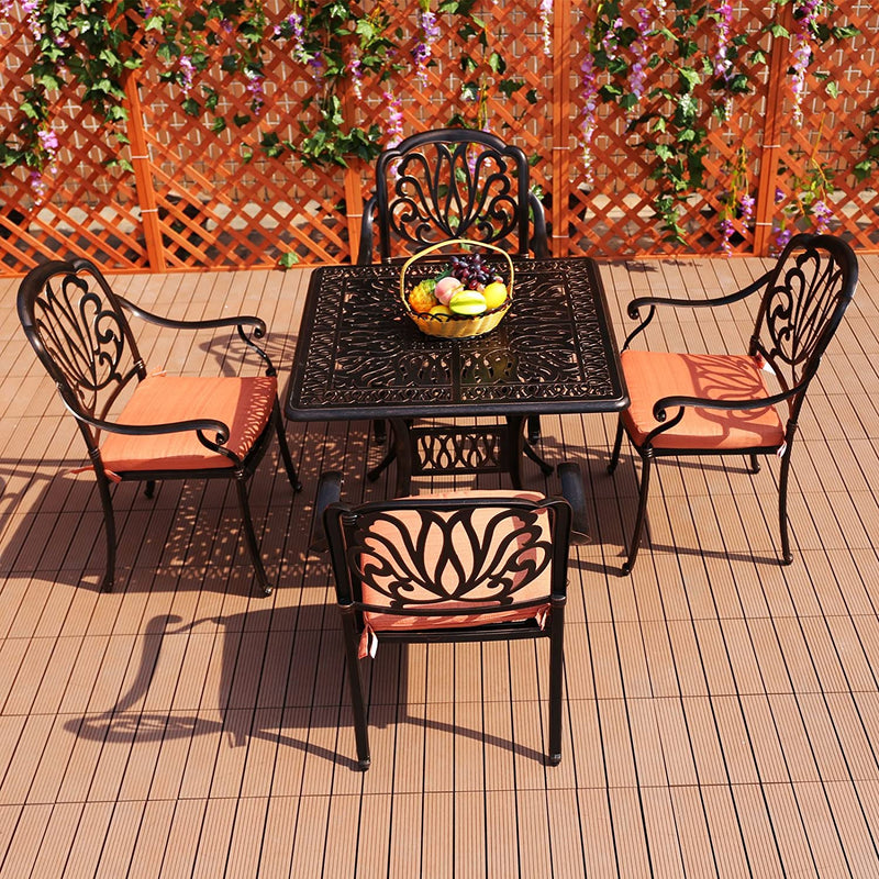 Island Gale 5-Piece Cast Aluminum Patio Dining Set Outdoor Dining Set with Table and 4 High-Back Arm Chairs