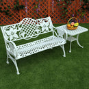 Island Gale® Outdoor Patio Cast Aluminum Bench - Garden Backyard Solid Construction with Huge Flower Pattern, (Bronze or White)