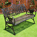 Island Gale® Outdoor Patio Cast Aluminum Bench - Garden Backyard Solid Construction with Huge Flower Pattern, (Bronze or White)