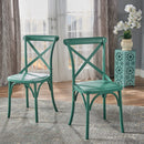 3PCS Patio Set Outdoor Indoor HEAVY DUTY Classical Plastic Nylon Cross Back Dining Chairs with Table (Choice of Colors)