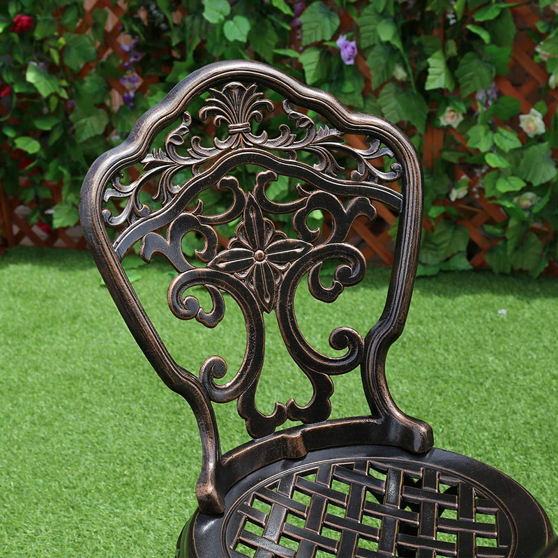 Island Gale® Antique Outdoor Cast Aluminum Bistro Set Patio Pool Side Set Garden Furniture White or Bronze