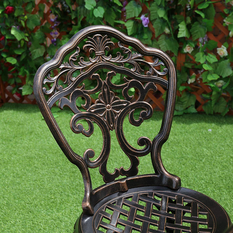 5PCS Antique Cast Aluminum Bistro Set Outdoor Patio Furniture Table & Chair Bronze or White